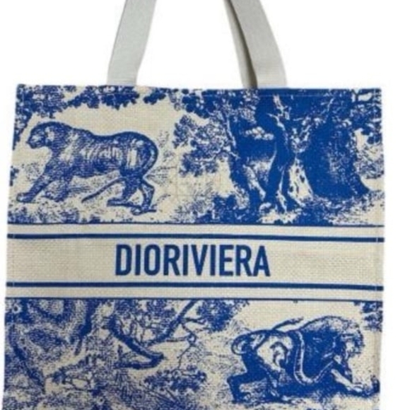 Dior Blue and Cream Toile de Jouy Book Tote - Picture 4 of 6